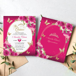 BUDGETBlommigt Rosa Guld Butterfly Mis Quinceañera