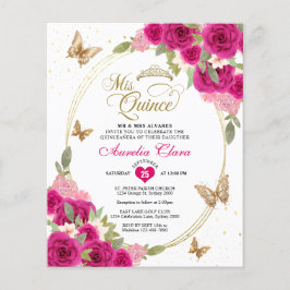BUDGETBlommigt Rosa Guld Butterfly Mis Quinceañera