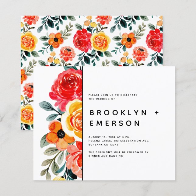 BUDGETBlommönstret Modern Bröllop (Fram/baksida)