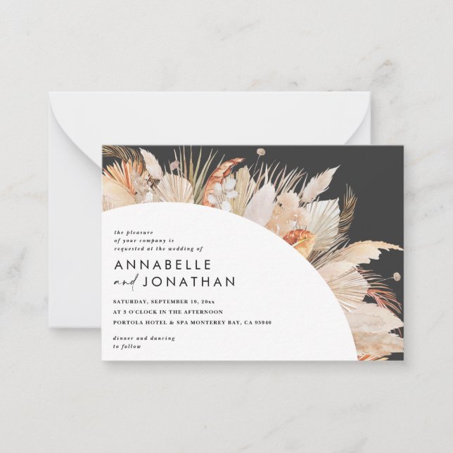 Budgetbohemisk teracotta pampas gräs bröllop no anteckningskort (Framsida)