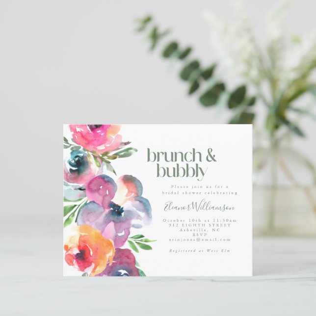 BudgetBoho Watercolor Flower Möhippa Brunch Bubly (Stående Fram)