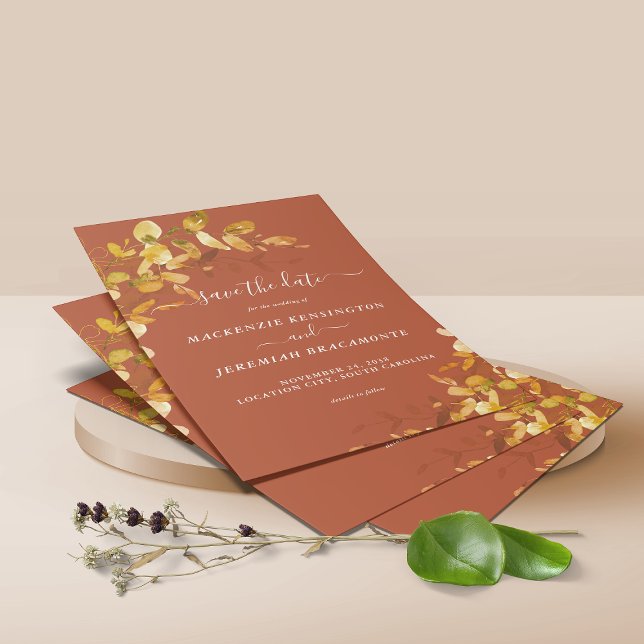 BUDGETbränd Orange Botaniskt Spara datum Flygblad (Skapare uppladdad)