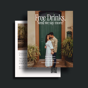 Budgetbröllop Gratis Drink Foto Spara Datum Flygblad