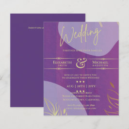 BUDGETbröllopsinbjudan Lavender Lila Guld