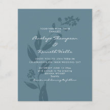 Budgetbröllopsinbjudan Rustic Blue Botanical