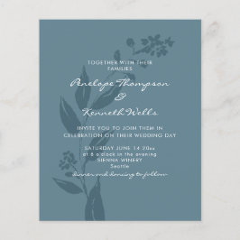 Budgetbröllopsinbjudan Rustic Blue Botanical