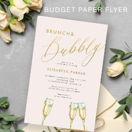 Budgetbrunch och bubblande inbjudningskort för möh flygblad