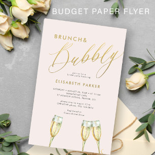 Budgetbrunch och bubblande inbjudningskort för möh flygblad