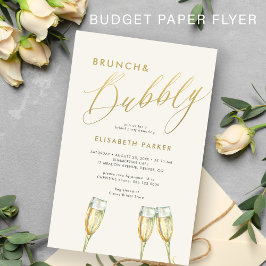 Budgetbrunch och bubblande inbjudningskort för möh flygblad