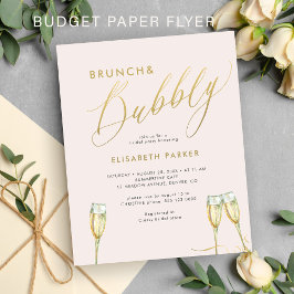 Budgetbrunch och bubblande inbjudningskort för möh flygblad