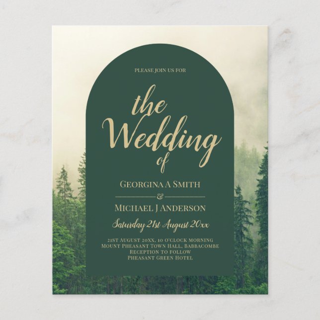 BUDGETBUDGETINBJUDAN Forest Gräs Träd Wedding Grön (Framsida)