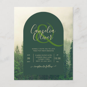 BUDGETBUDGETINBJUDAN Forest Gräs Träd Wedding Grön Flygblad