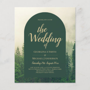 BUDGETBUDGETINBJUDAN Forest Gräs Träd Wedding Grön Flygblad