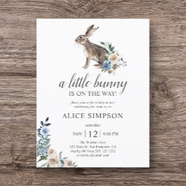 Budgetbunny Boho Dusty Blue Flower Baby Shower in Inbjudan Vykort