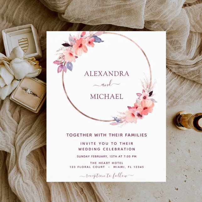 Budgetburgundisk Blommigt, geometriskt Bröllop (Skapare uppladdad)