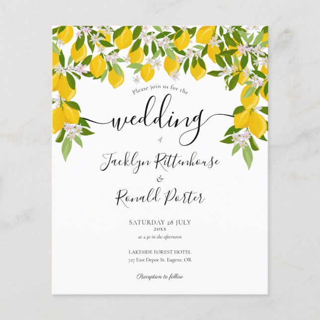 Budgetcitat - inbjudan till Greenery Wedding (Framsida)
