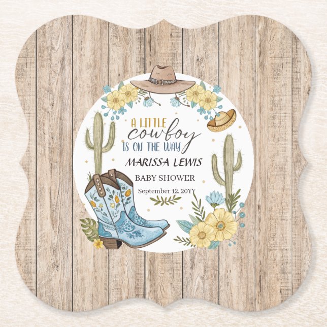 Budgetcowboyen Bleu Gult Westerna stövlar kände at Underlägg Papper (Framsida)