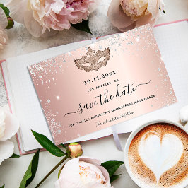 Budgetdatum för Quinceanera-maskerad ro guld spara