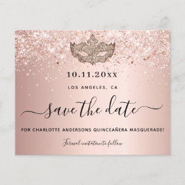 Budgetdatum för Quinceanera-maskerad ro guld spara