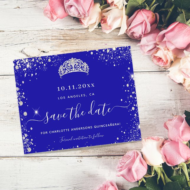 Budgetdatum för Quinceanera royal blått silver spa (Skapare uppladdad)