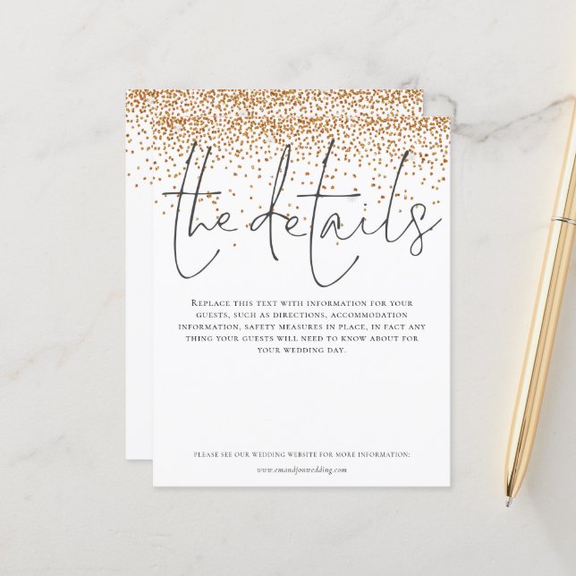 Budgetdetaljer för Bröllop Guld Glitter (Fram/Back In Situ)