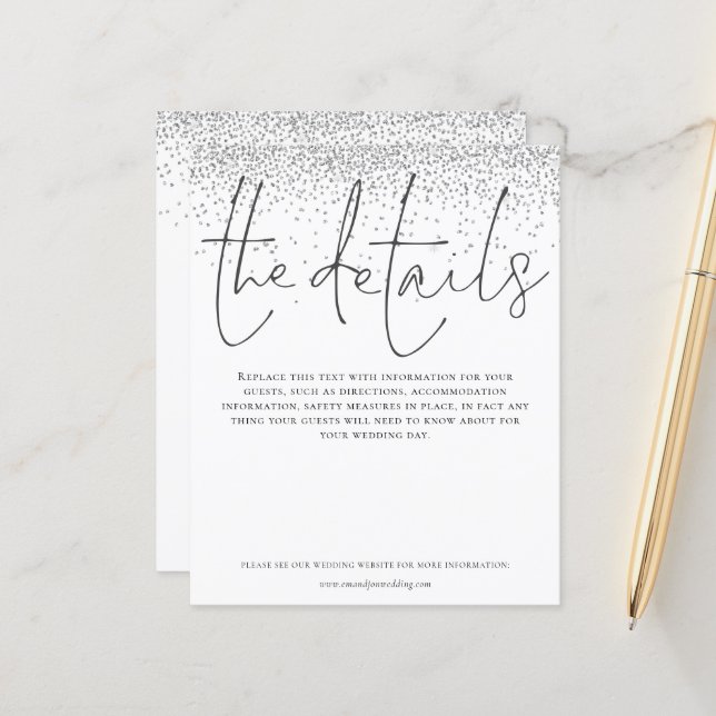 Budgetdetaljer för Bröllop Silver Glitter (Fram/Back In Situ)
