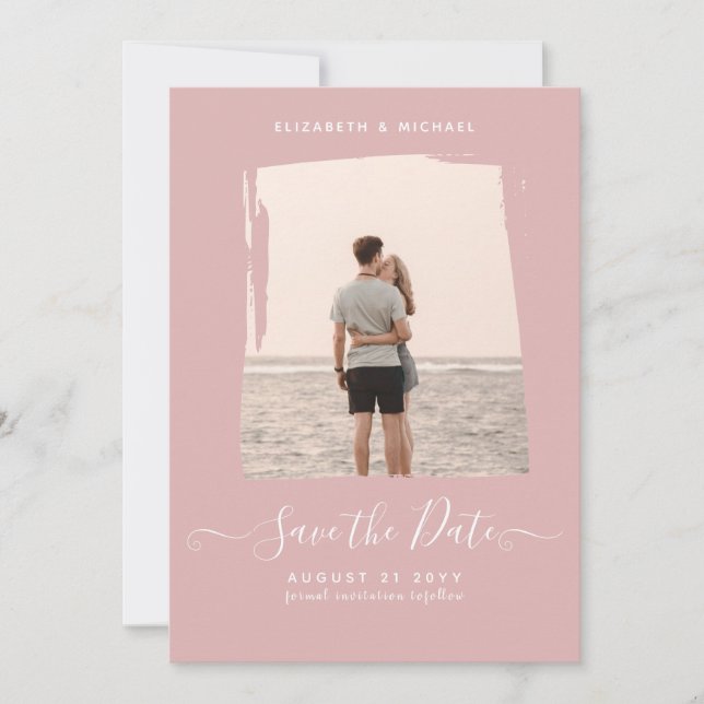 BUDGETDusty Ro PHOTO sparar datum monokrom Inbjudningar (Framsida)