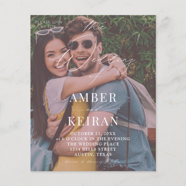 Budgeteftermiddagsskuggor - Photo Bröllop Flygblad (Framsidan)