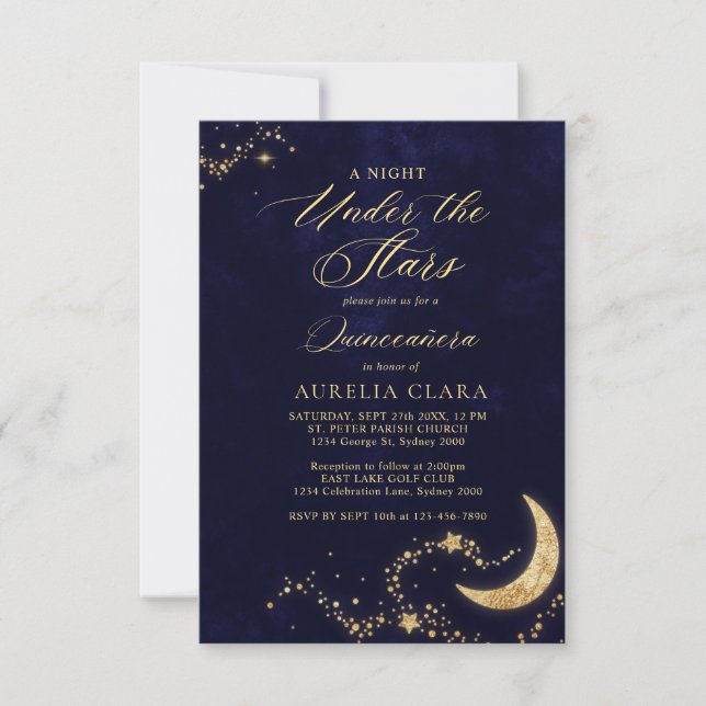 BUDGETElegant A Natt under Stars Quinceañera Anteckningskort (Framsida)