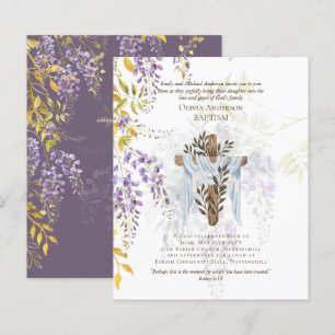 BUDGETElegant BAPTISM Inbjudan Wisteria Lila