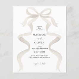 BUDGETElegant Ivory Beige Bow Monogram Bröllop