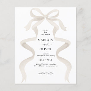 BUDGETElegant Ivory Beige Bow Monogram Bröllop