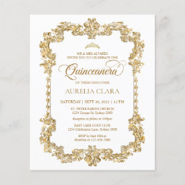 BUDGETElegant Ivory White Guld Tiara Quinceanera