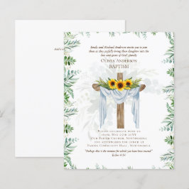 BUDGETEleganten BAPTISM Inbjudan Greenery Sunwers