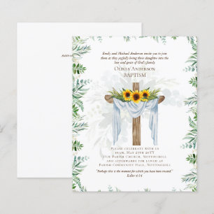 BUDGETEleganten BAPTISM Inbjudan Greenery Sunwers