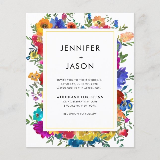 BUDGETEleganten Färg Ro Peonies Bröllop (Framsida)