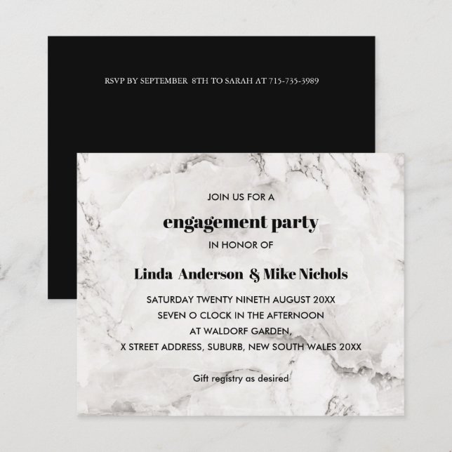 BUDGETEleganten Luxury Marble bröllop (Fram/baksida)