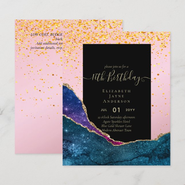 BUDGETEN 16:e födelsedag Glittery AGATE Gnistra In (Fram/baksida)
