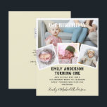 BUDGETEN 1:a födelsedag PHOTO Inbjudan eller TACK<br><div class="desc">Bekvämt modern 4 x PHOTO COLLAGE med övertäckningstext och typografisk layout för trendig med textmall fält på båda sidor (qr-skanningskod valfri) så att du kan lägga till all information du behöver om party-evenemanget tack vare dig. Den här allt-i-1-födelsedagsartikeln kan användas som ett meddelande, inbjudan till firande eller som ett tack....</div>