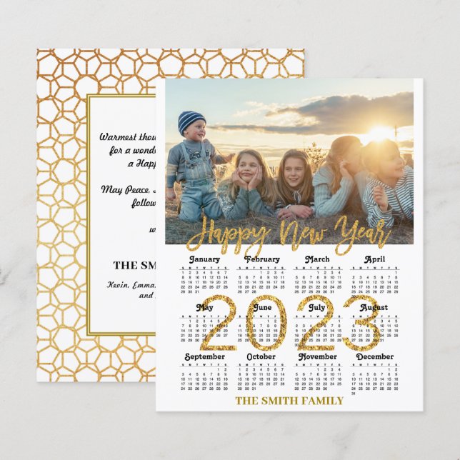 BUDGETEN 2023 - Modern familjefotkort för kalender (Fram/baksida)