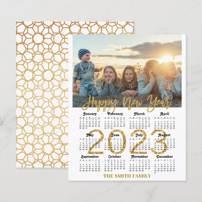 BUDGETEN 2023 - Modern familjefotkort för kalender (Fram/baksida)