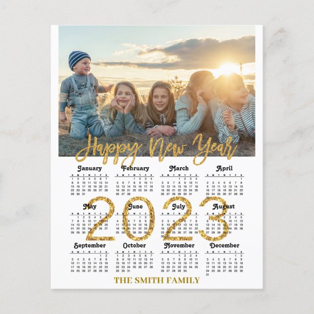 BUDGETEN 2023 - Modern familjefotkort för kalender Flygblad (Framsidan)