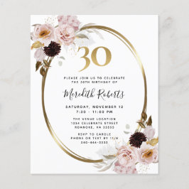 Budgeten 30års födelsedag Ro Guld Party Inbjudan