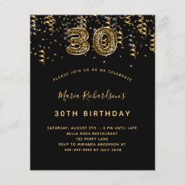 Budgeten 30års födelsedag svartnoting guld leopard