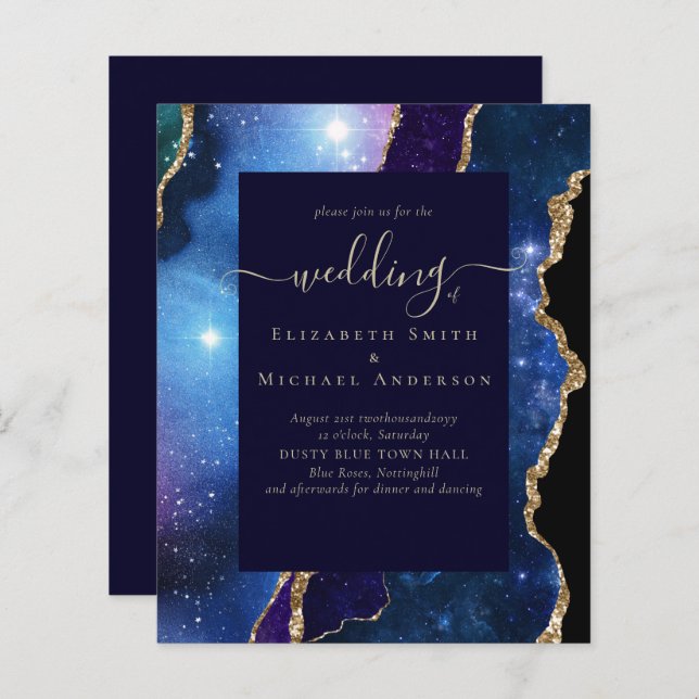 BUDGETEN AGERA Blått Lila Guld Bröllop (Fram/baksida)