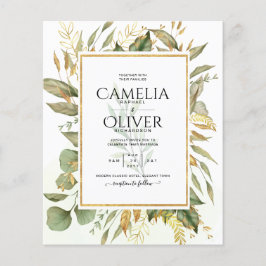 BUDGETEN Allt-i-1 Greenery Guld Löv Bröllop Flygblad