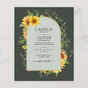 BUDGETEN - allt-i-1-Rustic Sunblommor Greenery Brö Flygblad