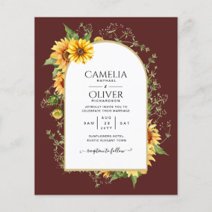 BUDGETEN - allt-i-1-Rustic Sunblommor Greenery Brö Flygblad