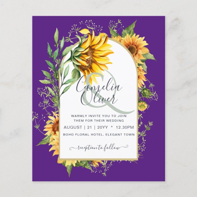 BUDGETEN - allt-i-1-Rustic Sunblommor Greenery Brö Flygblad (Framsidan)