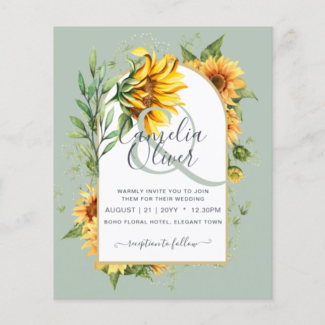 BUDGETEN - allt-i-1-Rustic Sunblommor Greenery Brö Flygblad (Framsidan)